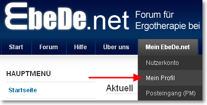 Menü "Mein EbeDe.net"